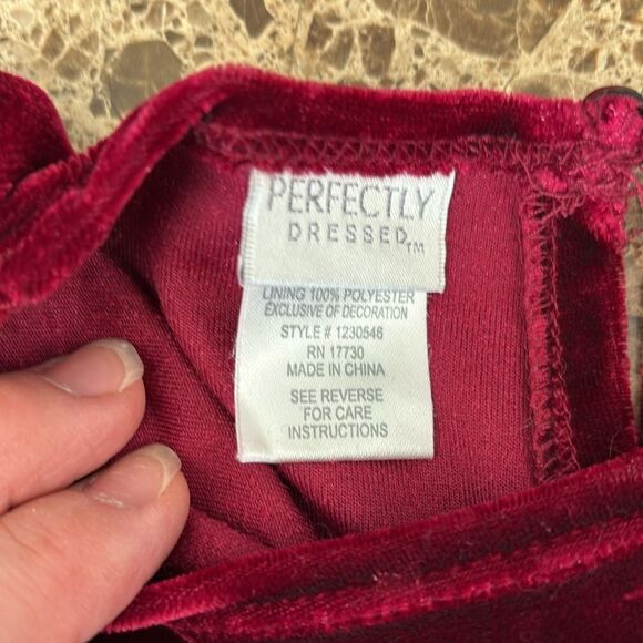 Perfectly Dressed | Girls Baby Burgundy Red Formal Dress - Picture 7 of 15